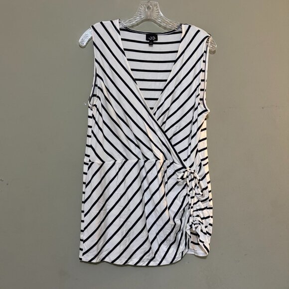 WITH Navy + White Striped Wrap Tunic — Ruched Side Tie • Size Large - Picture 1 of 6